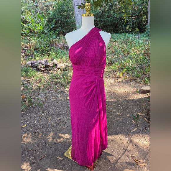 Aidan Mattox One-Shoulder Fuchsia Dress - Picture 1 of 8